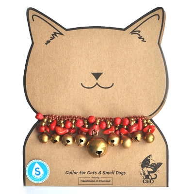 CHO - Collar for Cats & Small Dogs - Raindrop Gold Red