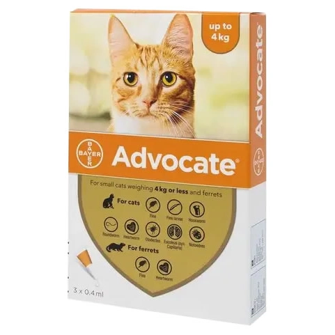 Advocate - ยาหยดหลังสำหรับแมวตัวเล็ก (น้ำหนักไม่เกิน 4 กก.)