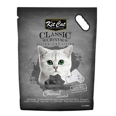 Kit Cat - ทรายแมว Classic Crystal - Charcoal (สีดำ)