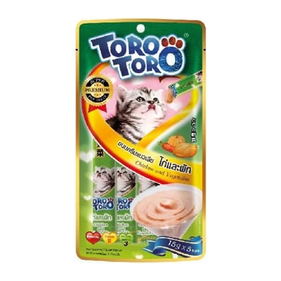 TORO TORO - ขนมครีมแมวเลีย ไก่และผัก (สีเขียว)