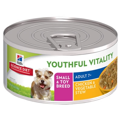 Hill's Science Diet - Adult 7+ Youthful Vitality Small & Toy Breed Chicken & Vegetable Stew (สุนัขแก่พันธุ์เล็กกระป๋อง)