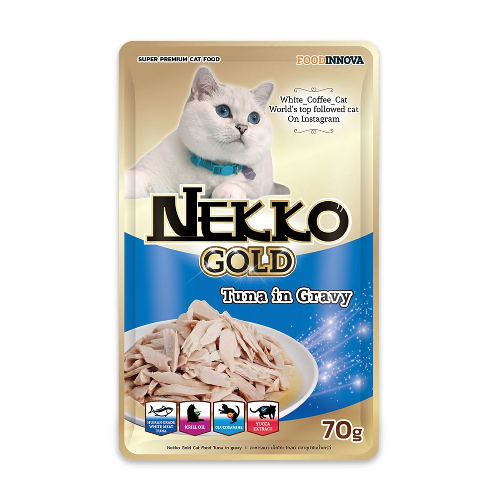 Nekko - Nekko Gold Pouch - Tuna in Gravy (ซองน้ำเงิน)