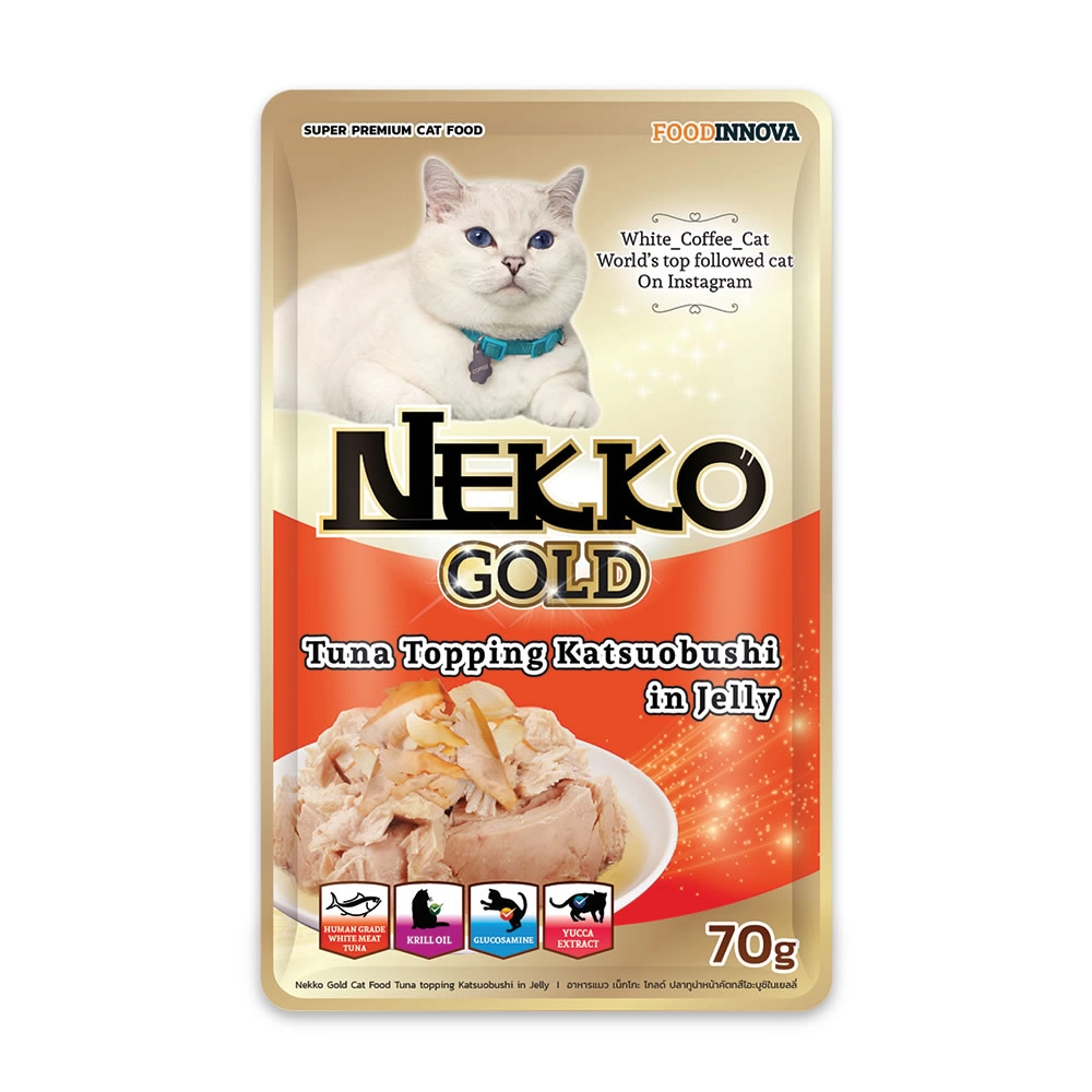 Nekko - Nekko Gold Pouch - Tuna Topping Katsuobushi in Jelly (ซองส้ม)