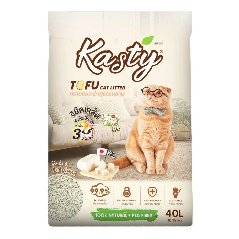 Kasty - ทรายแมวเต้าหู้ธรรมชาติ ชนิดเกล็ด กลิ่นออริจินัล