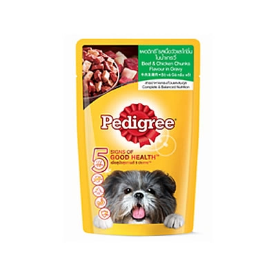 Pedigree - เนื้อวัวและไก่ชิ้นในน้ำเกรวี่ แบบซอง